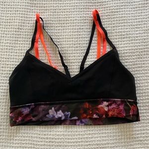 Lululemon Black and Floral Sports Bra